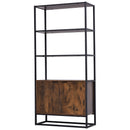 Storage Cabinet with 3 Open Shelves Cupboard Freestanding Tall Organizer Multifunctional Rack for Livingroom Bedroom Kitchen Rustic Brown w/