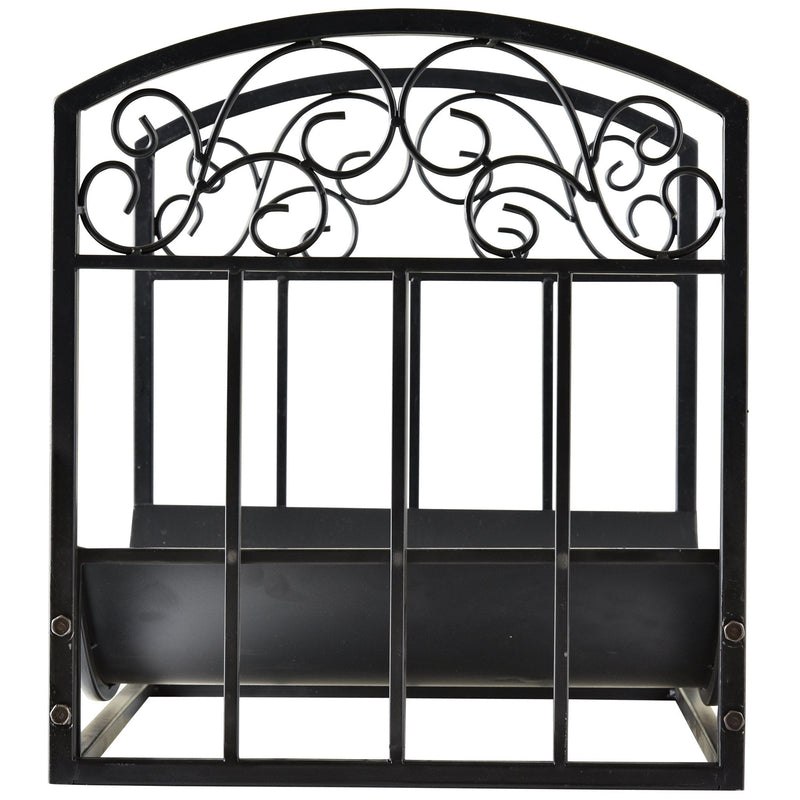 Outsunny Fire Wood Rack Black Iron 40H x 45W x 35Dcm
