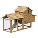 PawHut Chicken Coop Hen Cage Small Animal Hutch Nesting Box Outdoor Run Natural