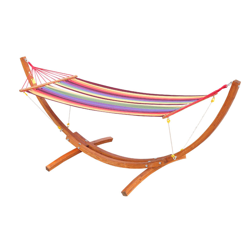 Outsunny Garden Outdoor Patio Wooden Frame Hammock Arc Stand Sun Swing Bed Seat