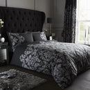 Empire Damask Duvet Set- Black