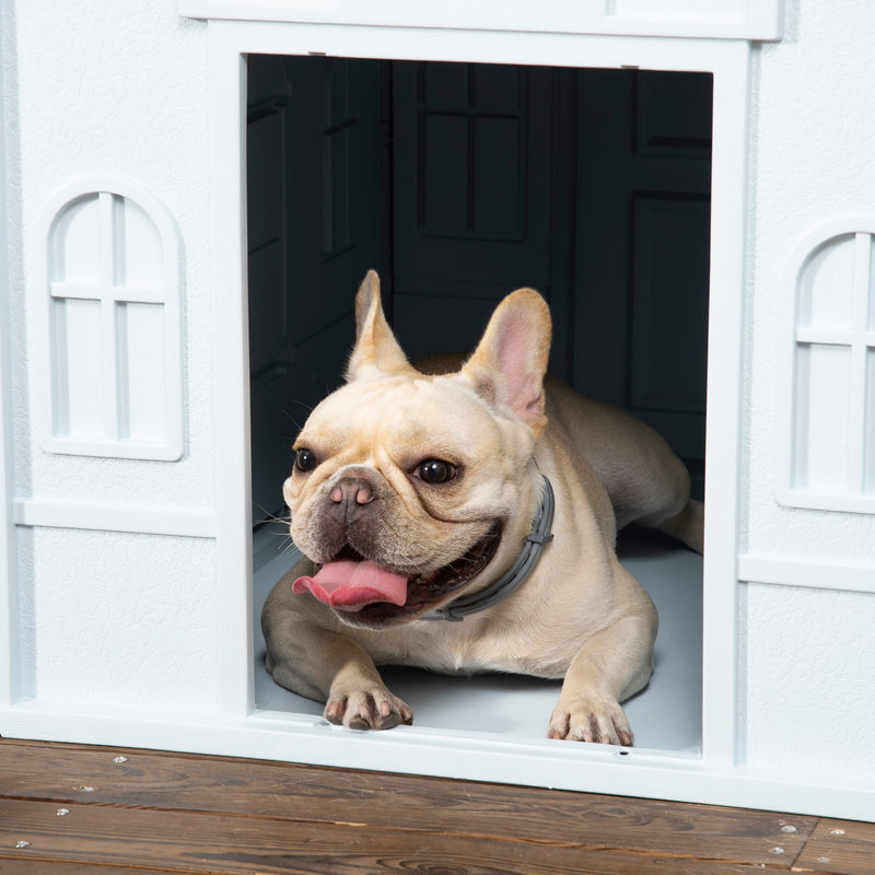 PawHut Weather-Resistant Dog House, Puppy Shelter for Medium Dogs - Blue