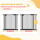PawHut Adjustable Safety Gate w/ 1 Extensions and Four Adjustable Screws, Black