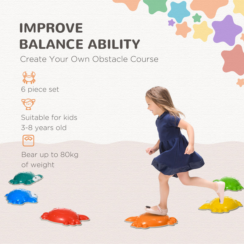 ZONEKIZ Kids Stepping Stones, 6PCs River Stones for Indoors, Outdoors