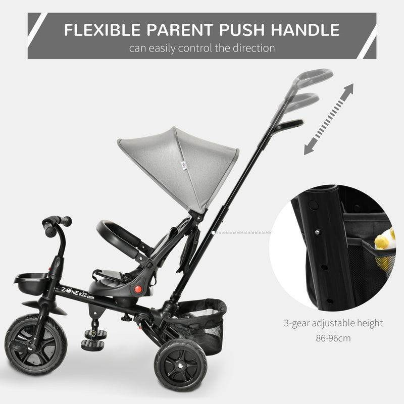 Baby Tricycle 4in1 Stroller with Handle - Grey