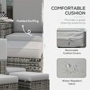 Outsunny Recliner Rattan Sun Lounger w/ Storage Tea Table & Footstools, Grey