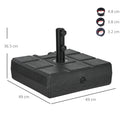 Square Umbrella Parasol Base With Wood Effect, Plastic Parasol Stand, Black