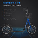 HOMCOM Childrens Scooter With Backet & Brakes - Blue