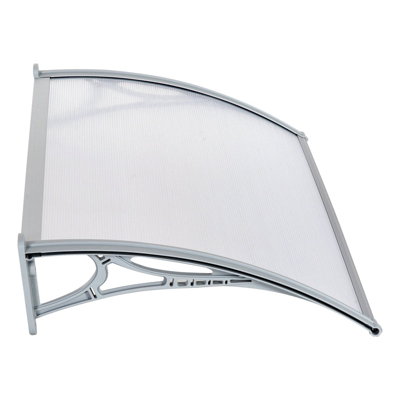Door Awning Shelter Transparent/Silver 140W x 70L cm