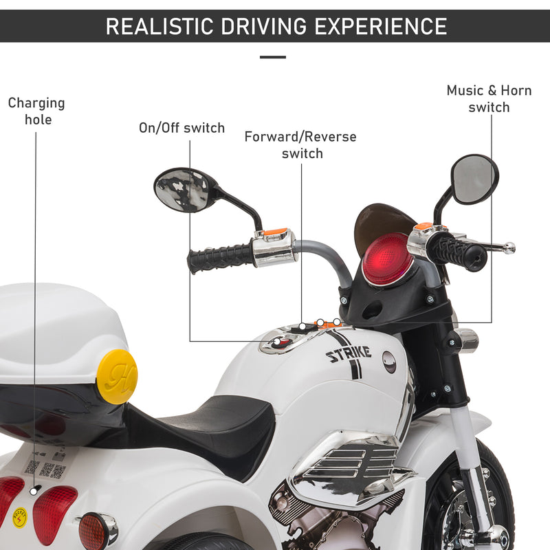 HOMCOM Kids Electric Ride On Motorcycle Bike 6v - White