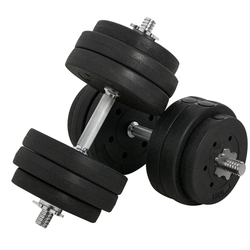 HOMCOM 30KG Adjustable Dumbbells Weight Set Hand Weight for Body Fitness