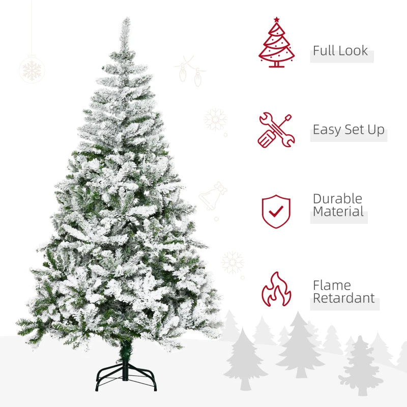 HOMCOM Christmas Tree Snow Flocked 6'