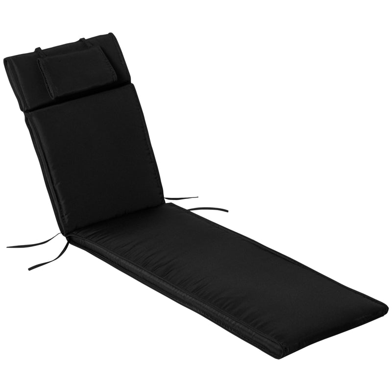 Outsunny Garden Sun Lounger Chair Cushion Reclining Relaxer Indoor Outdoor Black