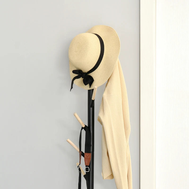 HOMCOM Coat Rack with 6 Hooks 174cm - Black