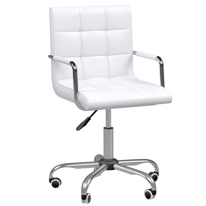 Vinsetto Mid Back Home Office Chair Swivel Computer Chair with Armrests, White