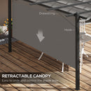 Outsunny 4 x 3(m) Aluminium Pergola Gazebo Garden Shelter w/ Retractable Roof