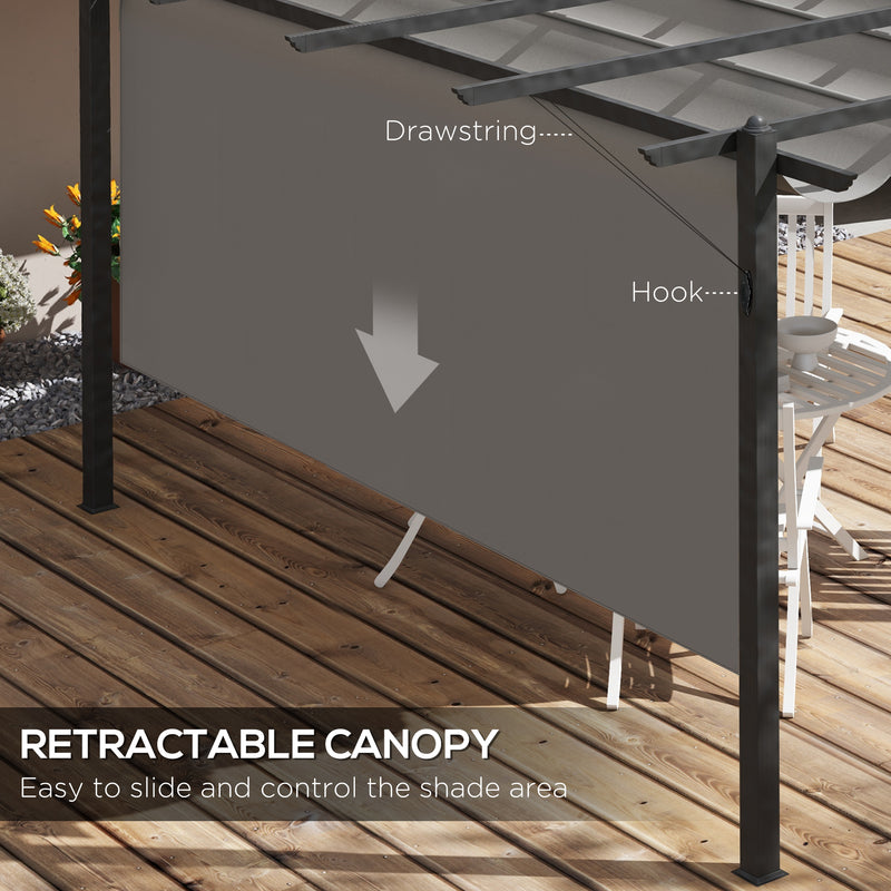 Outsunny 4 x 3(m) Aluminium Pergola Gazebo Garden Shelter w/ Retractable Roof