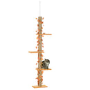 PawHut 242cm Adjustable Floor-To-Ceiling Cat Tower w/ Anti-Slip Kit - Orange