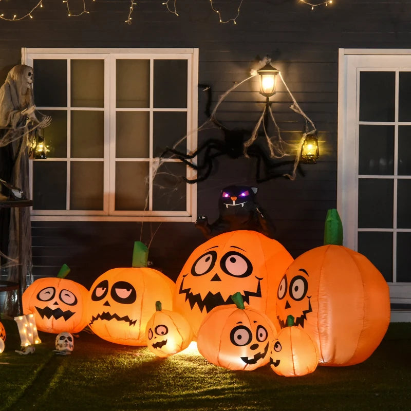 Halloween Inflatable Pumpkin and Cat Display with Lights 1.2m