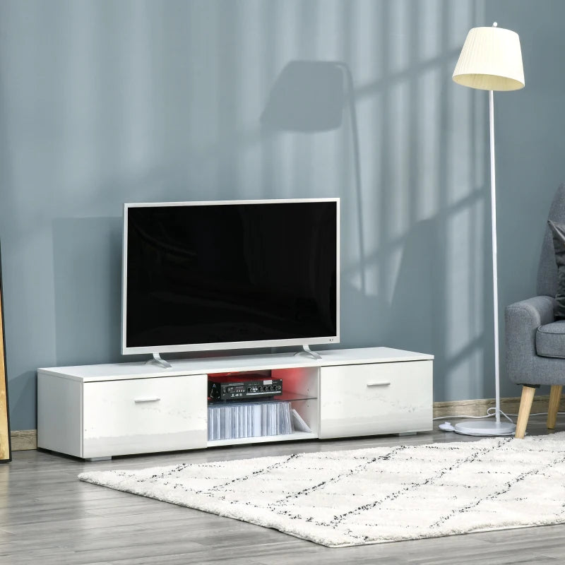 HOMCOM TV Stand High Gloss with LEDs 160cm - White