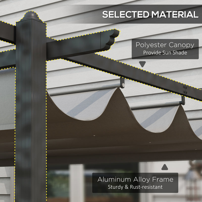 Outsunny 4 x 3(m) Aluminium Pergola Gazebo Garden Shelter w/ Retractable Roof