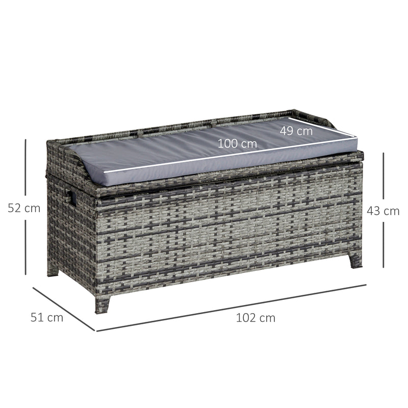 Outsunny Rattan Storage Bench Grey