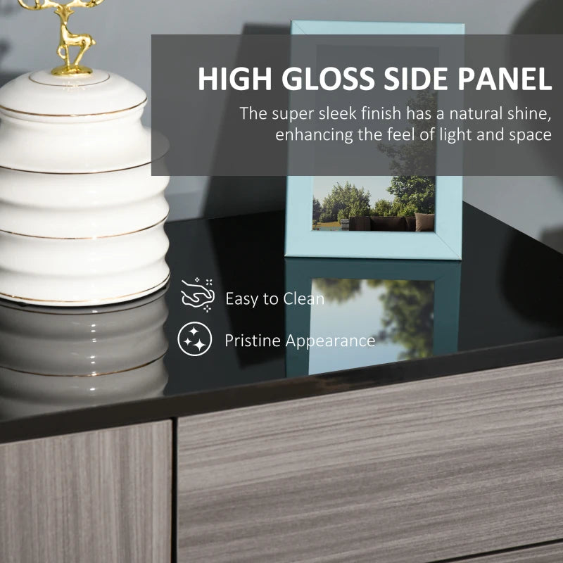 HOMCOM Push-Open Cabinet with Two Drawers Grey