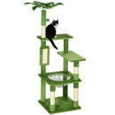 PawHut 142cm Cat Tree Tower w/ Scratching Post, Hammock, Ball, Platforms, Green