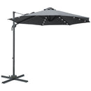 Outsunny 3(m) Cantilever Parasol Patio Umbrella w/ Crank Solar Lights Dark Grey