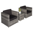 Outsunny 3Pcs Patio 2 Seater Rattan Garden Furniture, Coffee set w/ Cushions