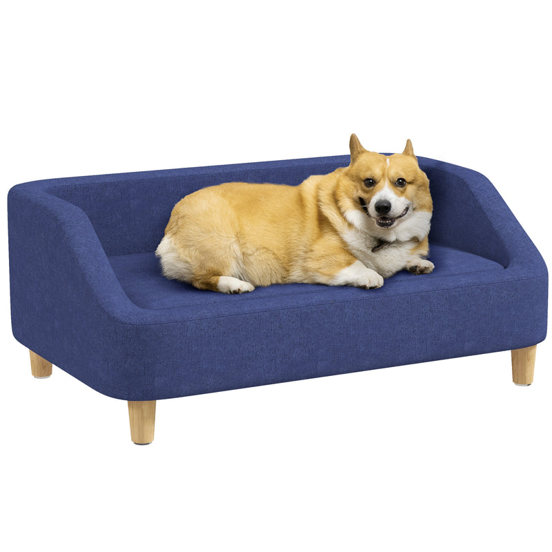 PawHut Dog Sofa Bed Cat Sofa w/ Soft Cushion for Small Medium Large Dogs Blue