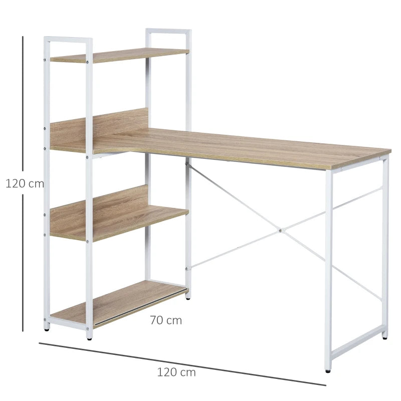 HOMCOM Vintage Computer Desk with Shelves 120cm - White