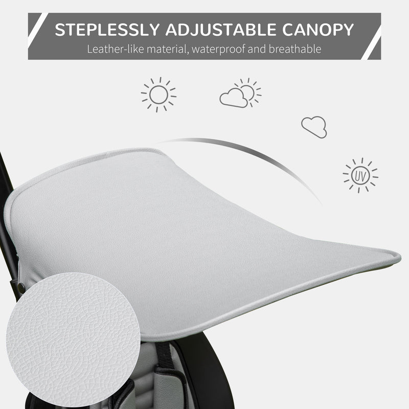 HOMCOM Baby Tricycle 4in1 Stroller with Handle - Grey