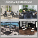 Outsunny Outdoor Dining Table for 4 with Marble Effect Tempered Glass Top Black