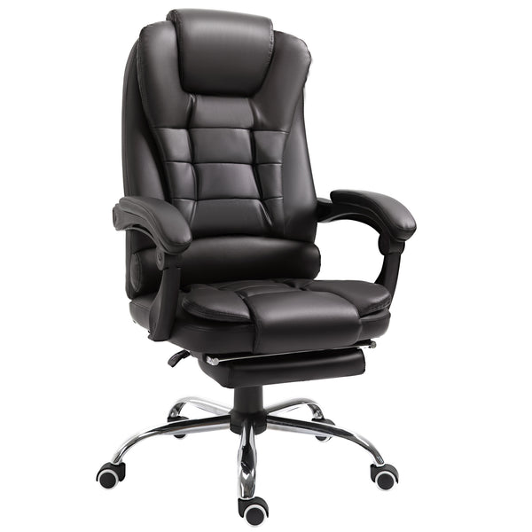 HOMCOM PU Leather Executive Office Chair with Retractable Footrest, Brown