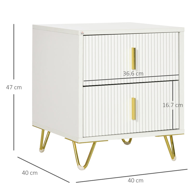 HOMCOM Nightstand with 2 Drawers, Side End Table for Living Room, Bedroom