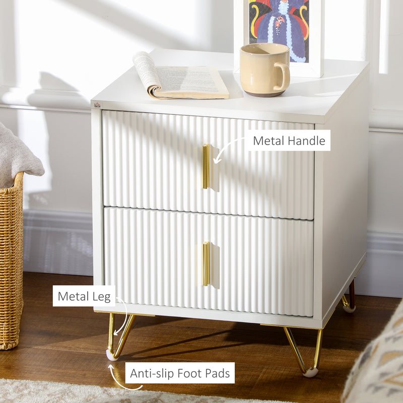 HOMCOM Nightstand with 2 Drawers, Side End Table for Living Room, Bedroom