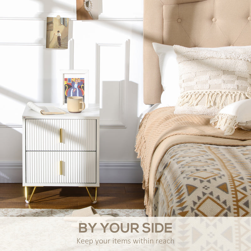 HOMCOM Nightstand with 2 Drawers, Side End Table for Living Room, Bedroom