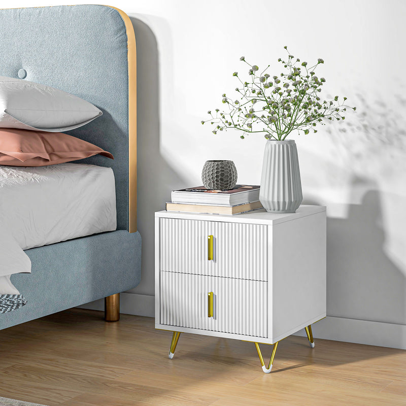 HOMCOM Nightstand with 2 Drawers, Side End Table for Living Room, Bedroom