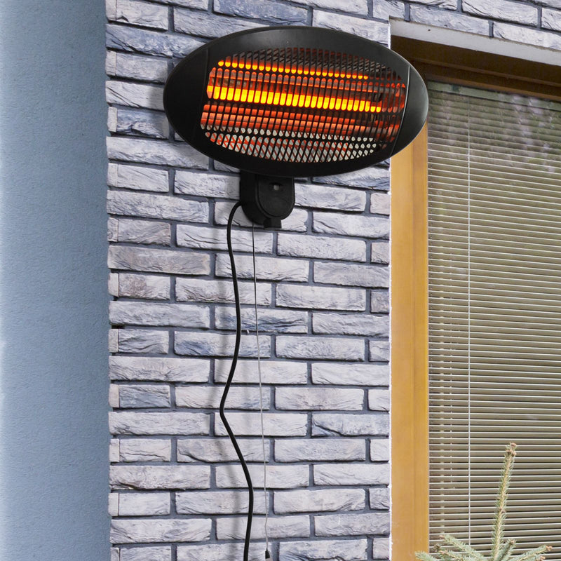 Outsunny Wall Mount Electric Infrared Patio Heater 220V-240V Black