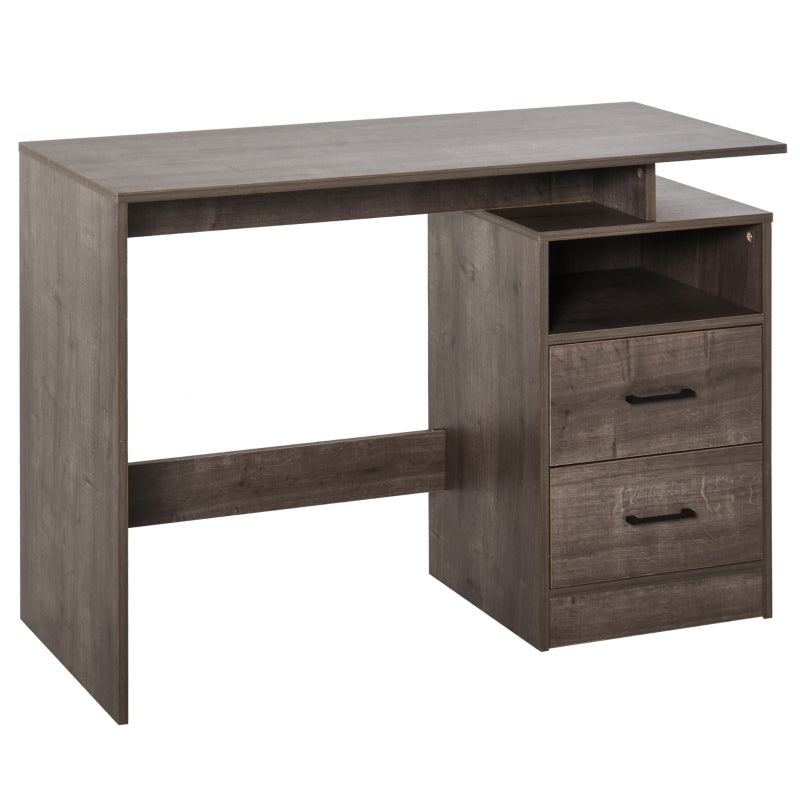 Compact Computer Desk with Shelf, Drawer Writing Table for Home Study, Office - Grey Wood Colour