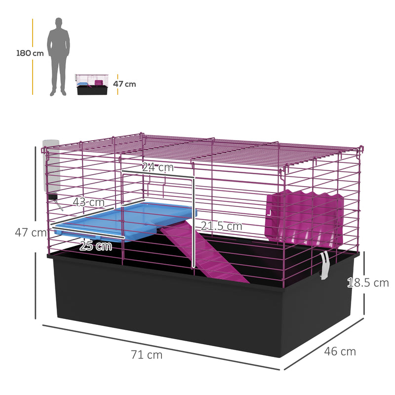 PawHut Small Animal Cage, Rabbit Guinea Pig Hutch, Pet Playhouse
