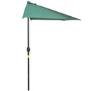 Outsunny 3(m) Half Round Parasol Garden Sun Umbrella Metal w/ Crank Green