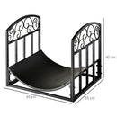 Outsunny Fire Wood Rack Black Iron 40H x 45W x 35Dcm