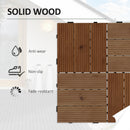 Outsunny 9 Pcs Interlocking Flooring Tiles for Patio, Balcony, Hot Tub, Brown