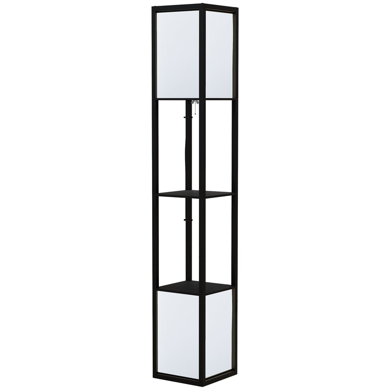 HOMCOM Shelf Floor Lamp with Dual Light, for Living Room, Bedroom, Black