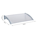 Door Awning Shelter Transparent/Silver 140W x 70L cm