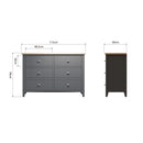 Malmesbury Grey Chest of 6 Drawers 115 x 40 x 78 cm