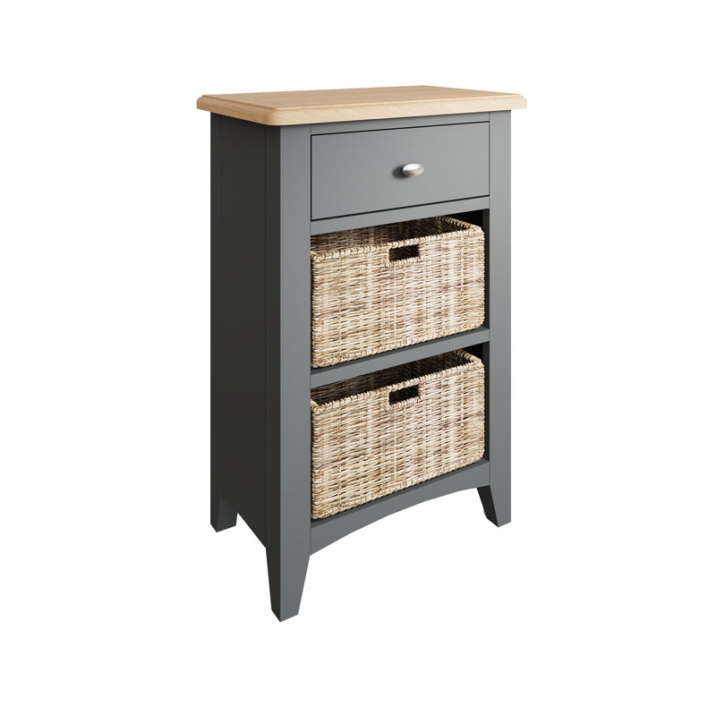 Malmesbury Grey Cabinet 1 Drawer 2 Basket 50 x 30 x 75 cm