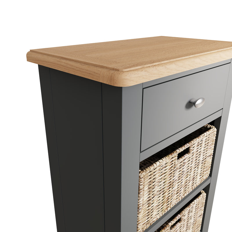 Malmesbury Grey Cabinet 1 Drawer 2 Basket 50 x 30 x 75 cm